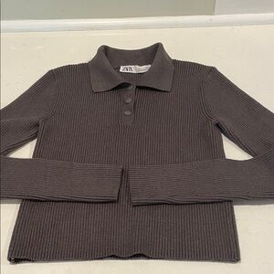 Zara gray ribbed sweater